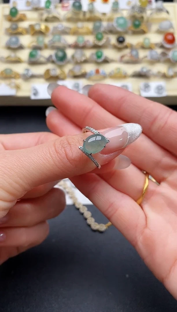 【闪购商品】翡翠戒指银S925镶嵌55555555+7