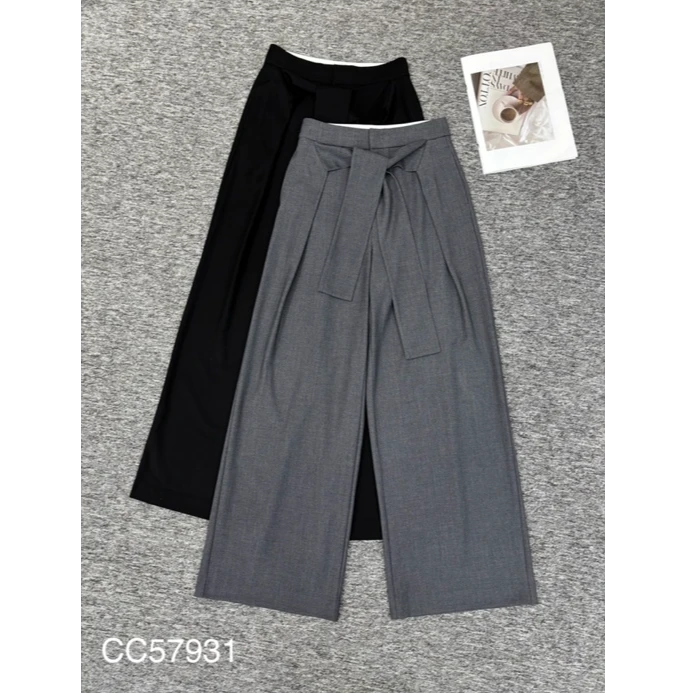 57931阔腿裤休闲裤时尚高腰气质垂感休闲绑带夏季春季春夏长裤