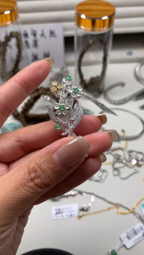 银S925镶嵌戒指翡翠吊坠