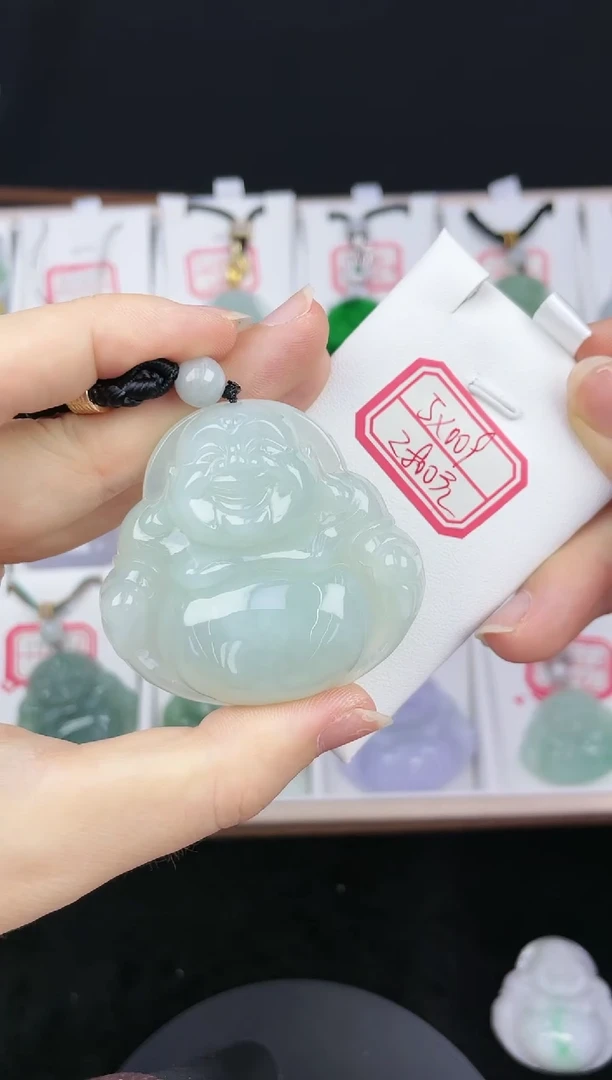 翡翠未镶嵌颈饰孤品5X009高冰绿大佛+送同款绳子
