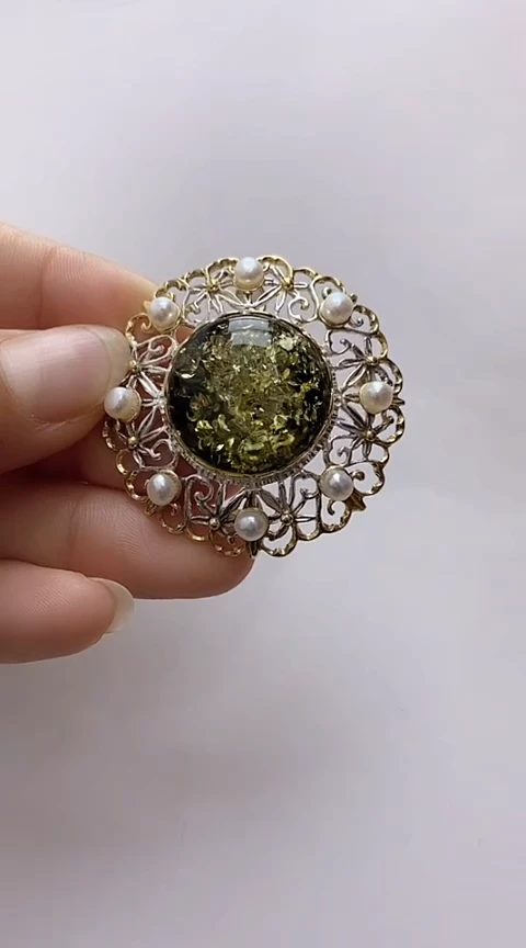 【闪购商品】琥珀裸石银S925镶嵌琥珀吊坠