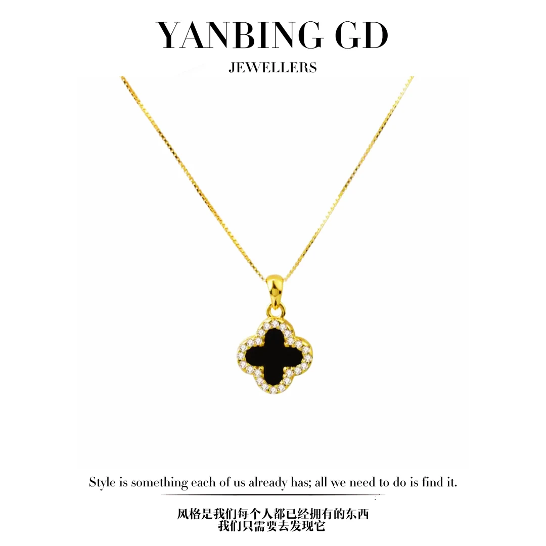 钛钢项链 不掉色四叶草坠链欧美配饰个性ins女项链轻奢时尚百搭