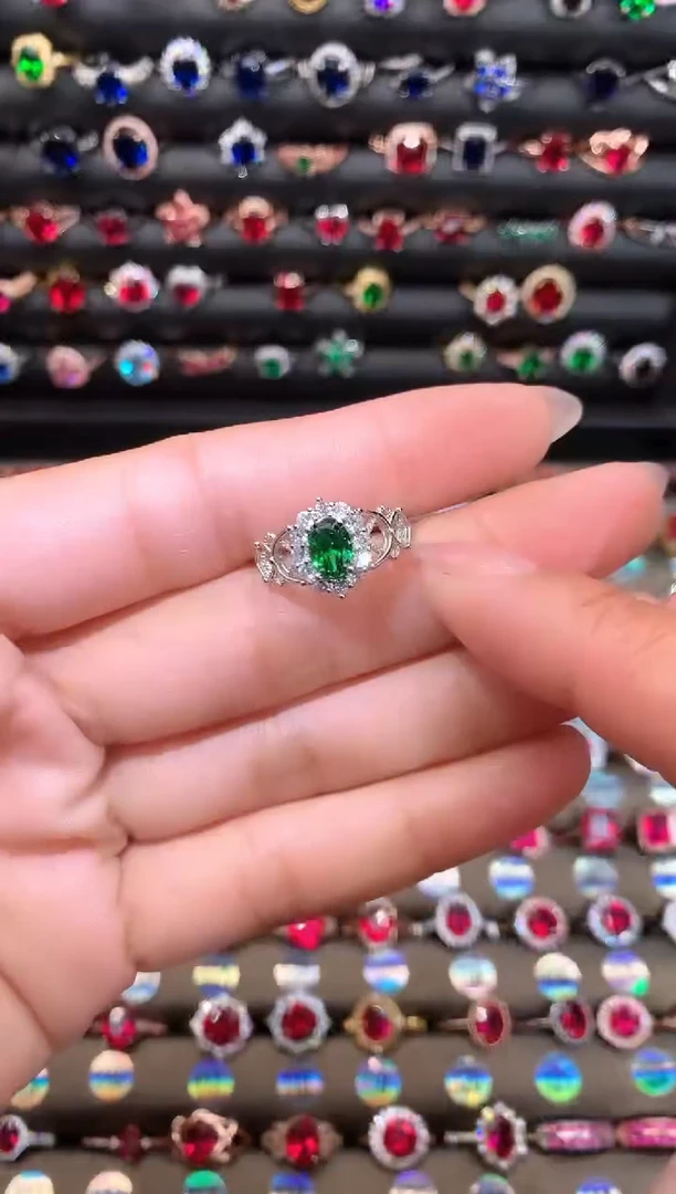 【闪购商品】透辉石戒指银S925镶嵌1