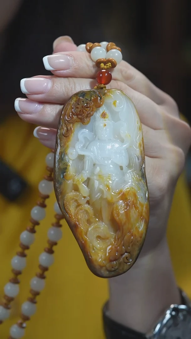 颈饰未镶嵌和田玉观音
