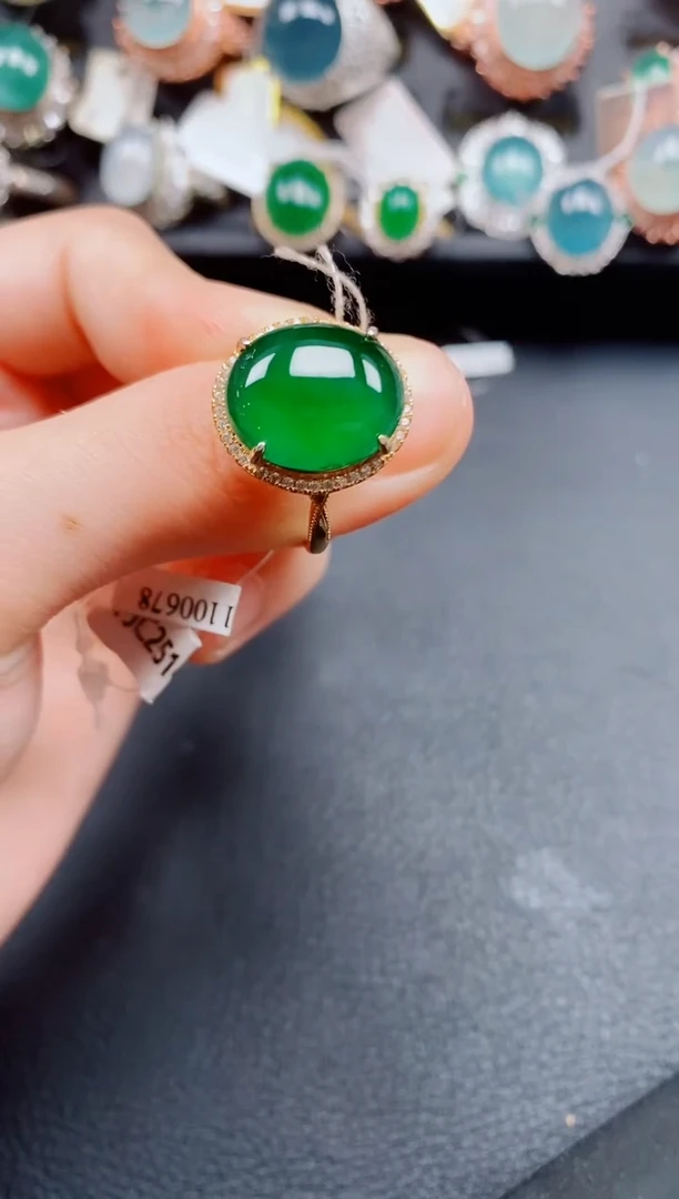 银S925镶嵌戒指翡翠翡翠