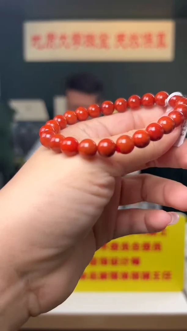 未镶嵌手串南红玛瑙满色满肉南红玛瑙圆珠手串8-8.5mm