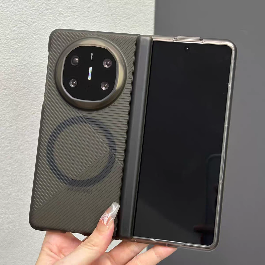 带前框中轴适用华为MateX5几何纹理FindN5手机壳x6典藏透明线条X3