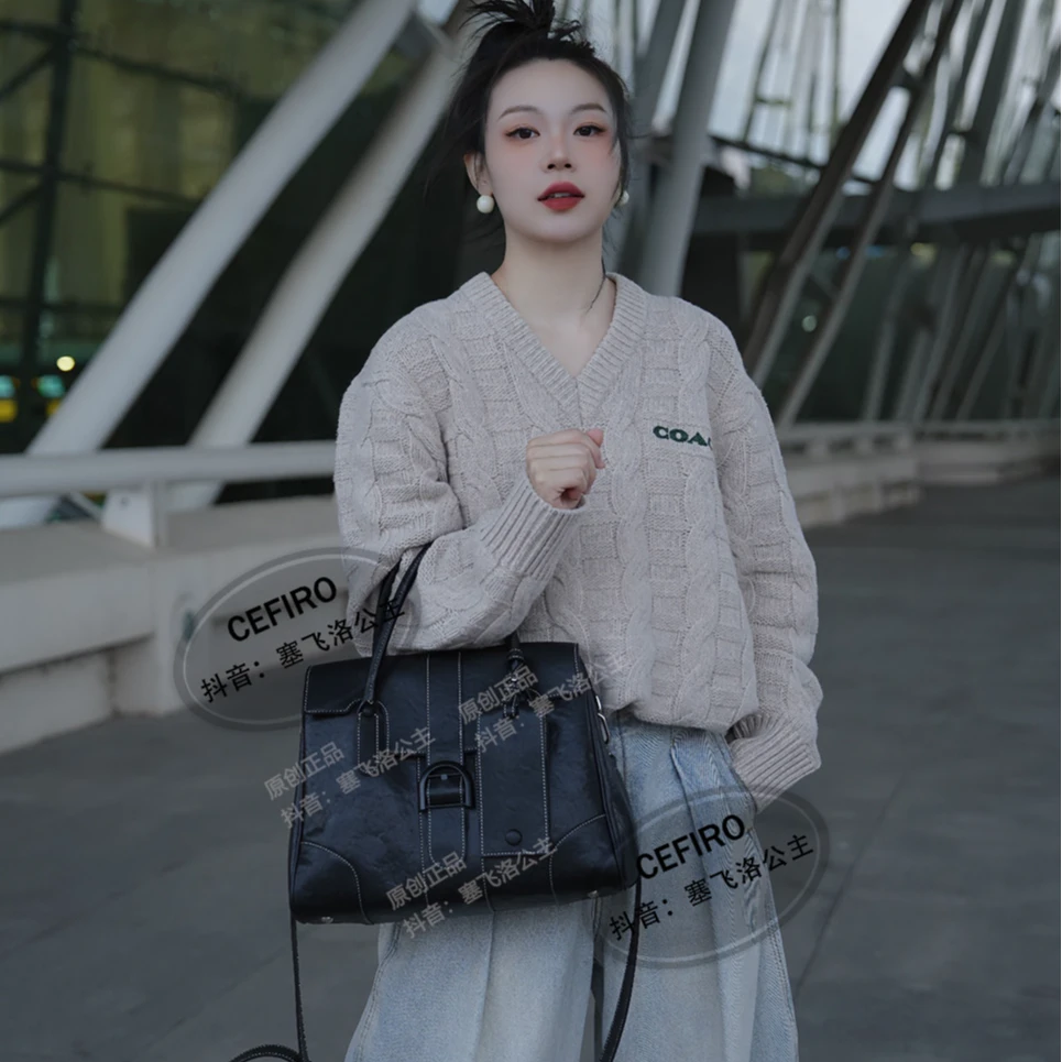 【CEFIRO · CiCi】秋冬百搭植鞣牛皮女士手拎斜跨包包 WGG-1WB875
