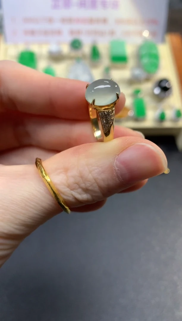 18K金镶嵌戒指翡翠戒指|2980+298