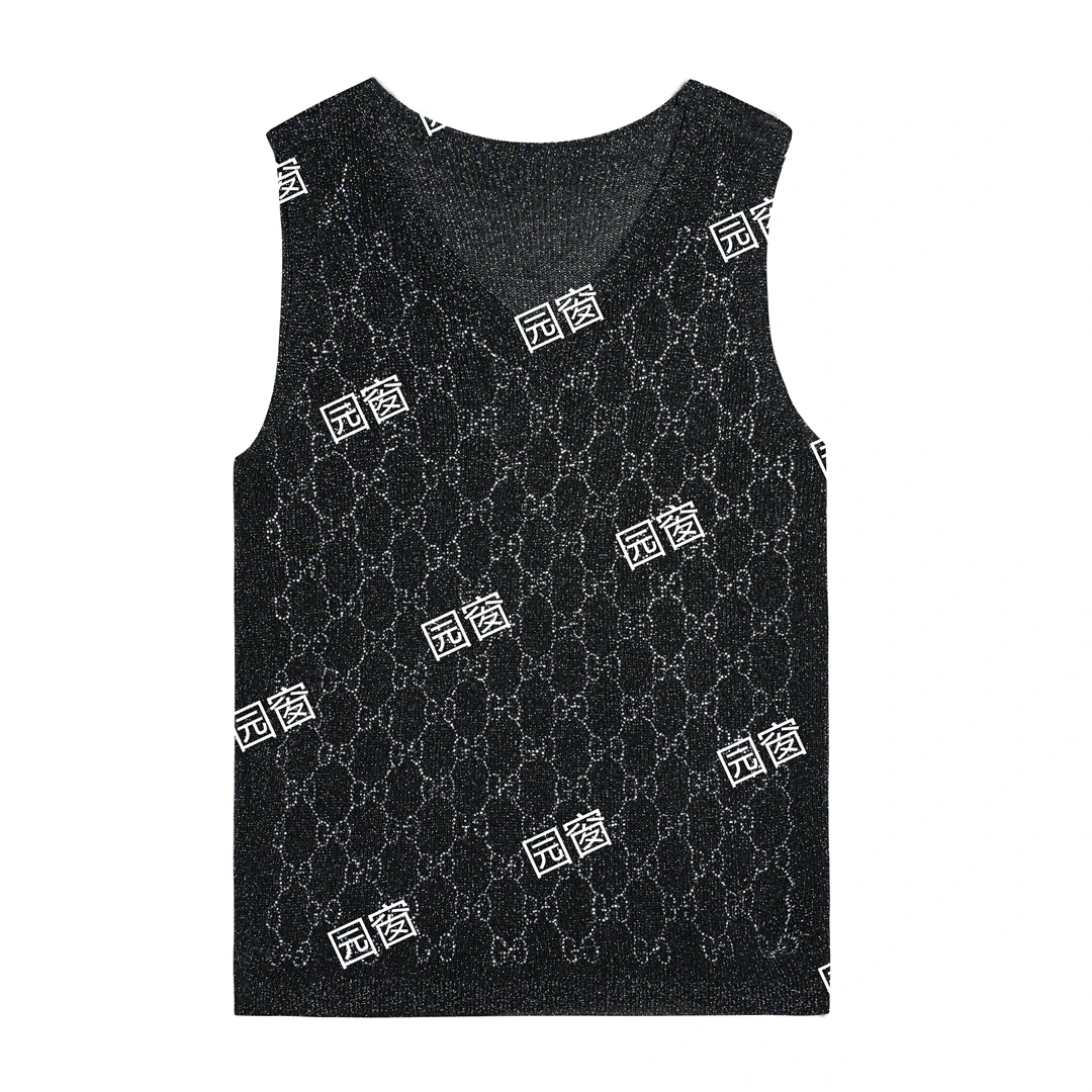 【Lena】5404时尚气质重工烫钻无袖背心针织上衣176-2