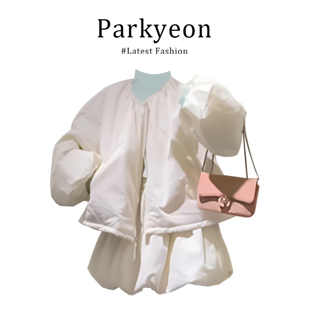 parkyeon韩系巨好看氛围感面包服外套内搭上衣花苞短裙秋冬套装