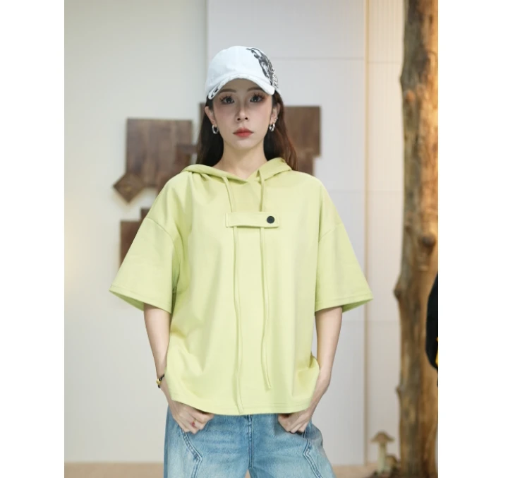 【JANGZHUO】 特立独行· 连帽宽松T桖纯色设计百搭短袖上衣 88656