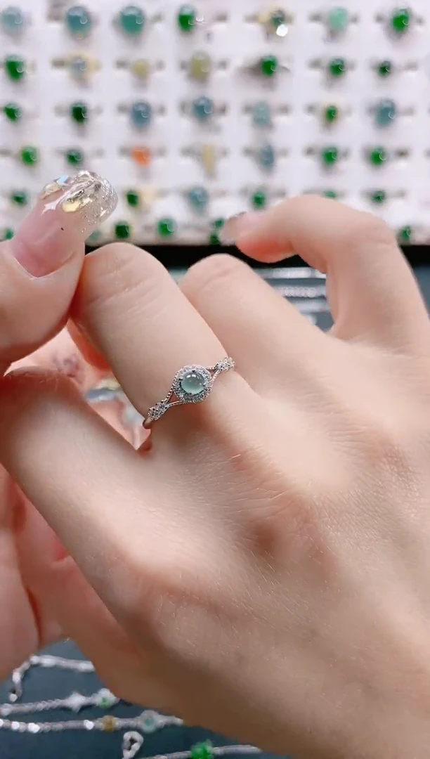 【闪购商品】翡翠戒指银S925镶嵌天然翡翠