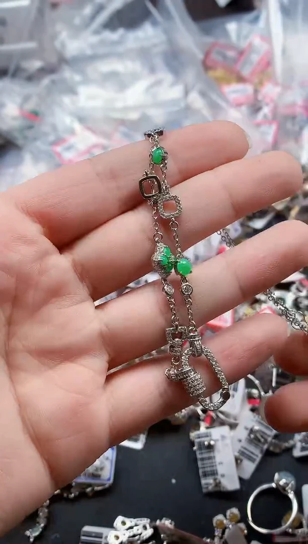 银S925镶嵌戒指翡翠天然A货缅甸翡翠