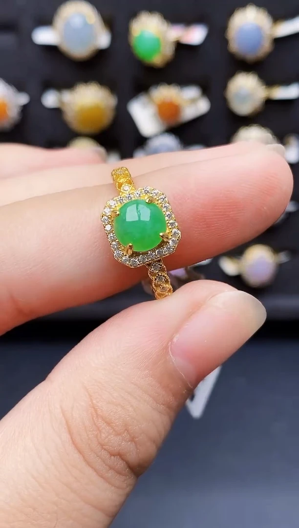 银S925镶嵌戒指翡翠4254