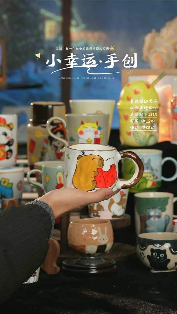 【闪购商品】小幸运纯手工手绘陶瓷