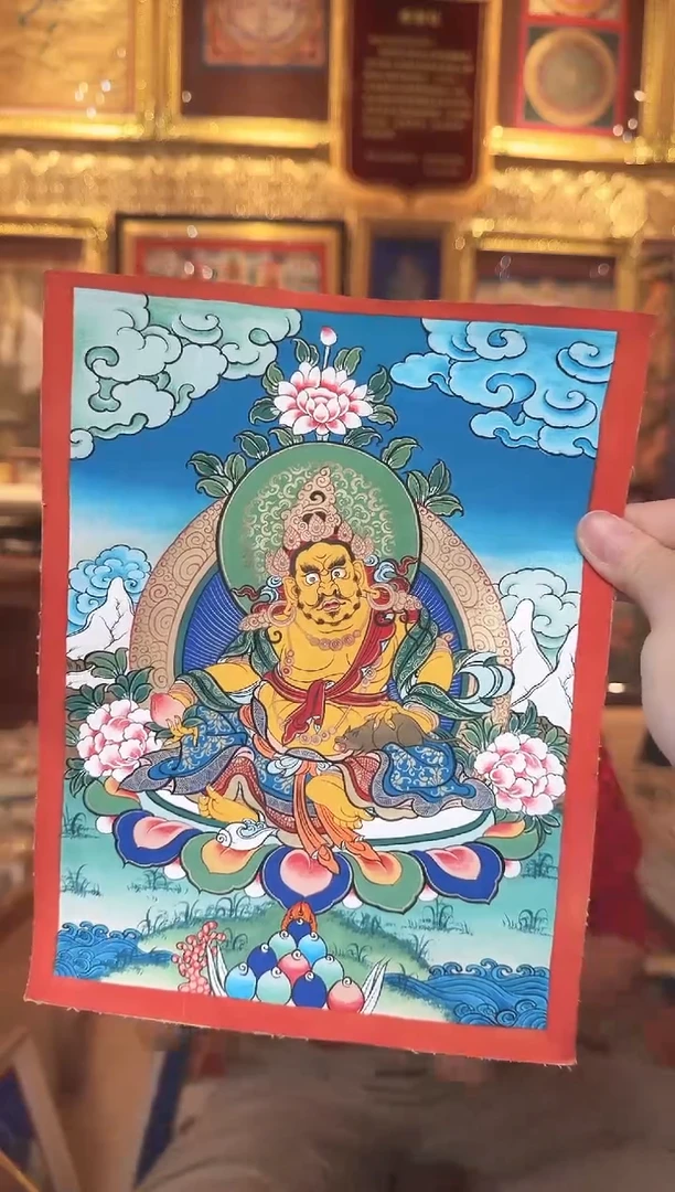 吊坠黄财神-罗藏热杰 热贡纯手绘唐卡
