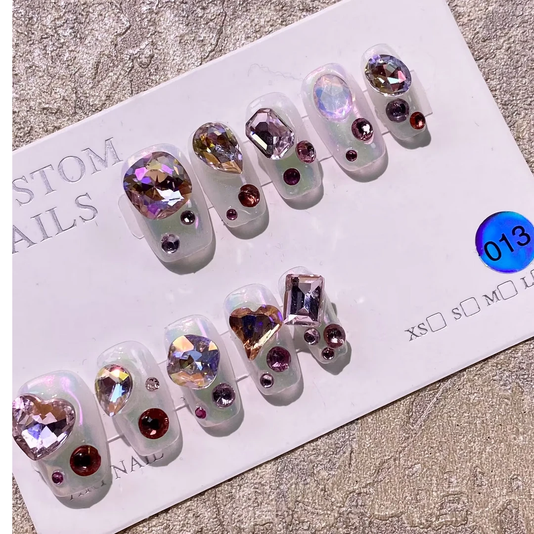 穿戴甲手工成品美甲显白极光星月甲