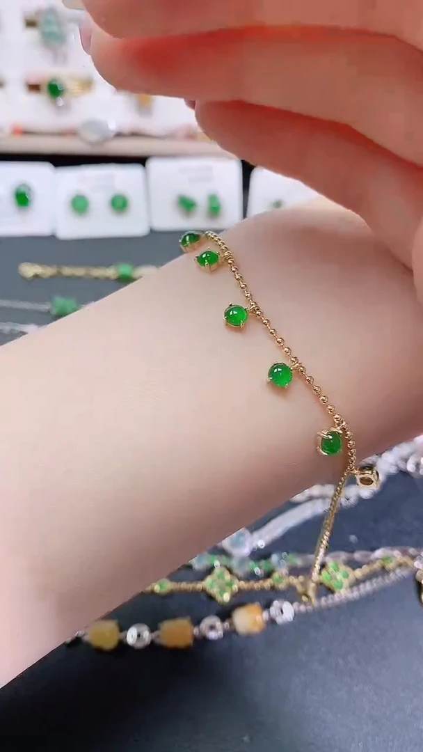 银S925镶嵌手链翡翠天然翡翠