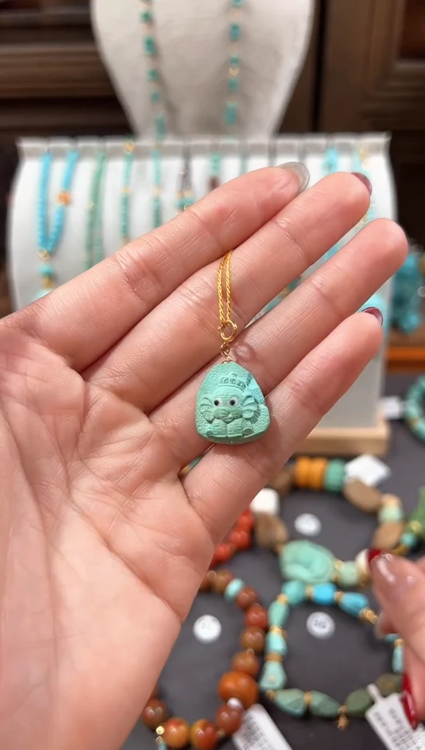 【闪购商品】绿松石颈饰18K金镶嵌绿松石吊坠