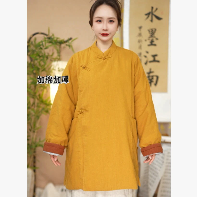 水墨江南-【暮云】冬款加棉加厚亚麻棉服显瘦遮肉不臃肿3072