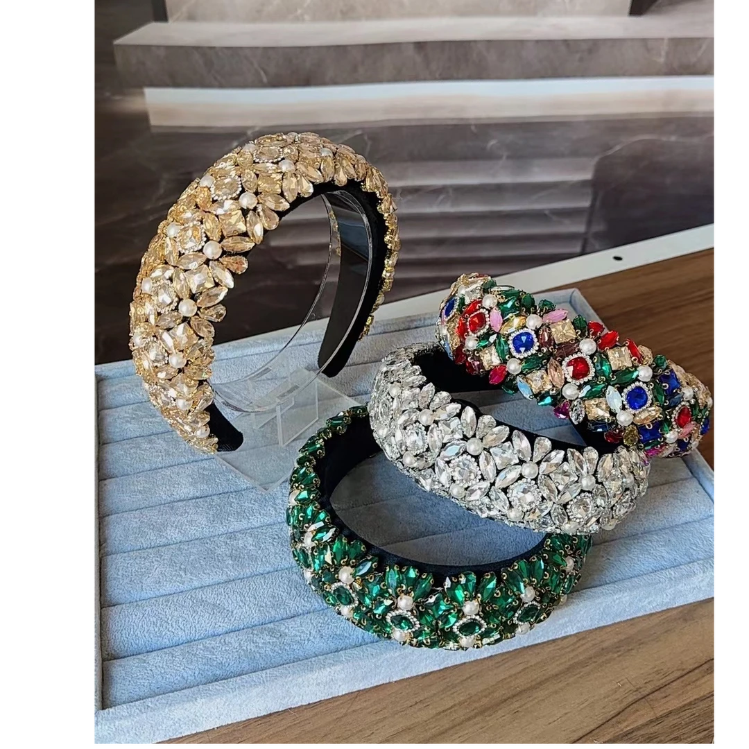 JINLING原创【莲花】手工百搭时尚轻奢气质满钻镶钻简约网红发箍