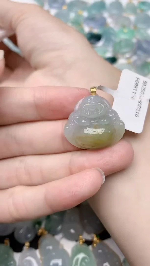 翡翠18K金镶嵌颈饰天然A货翡翠