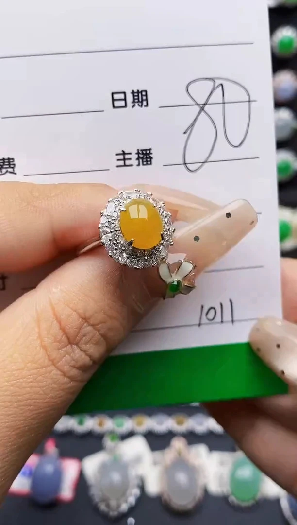 翡翠戒指银S925镶嵌1011