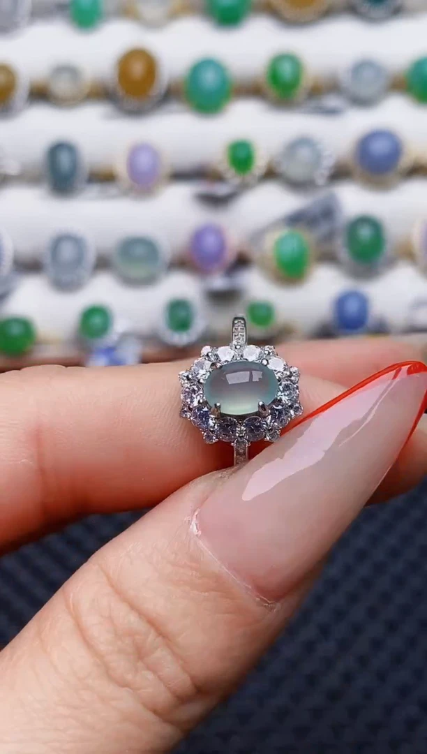 银S925镶嵌戒指翡翠3337