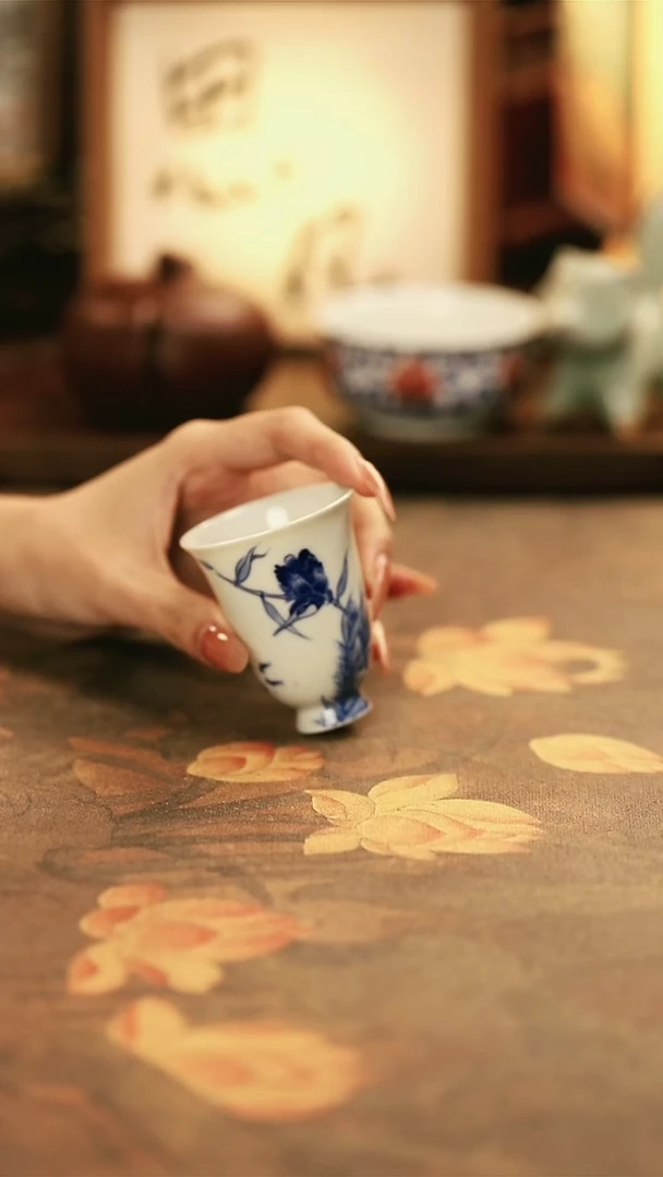 M3009/陶瓷青花单翠闻香杯