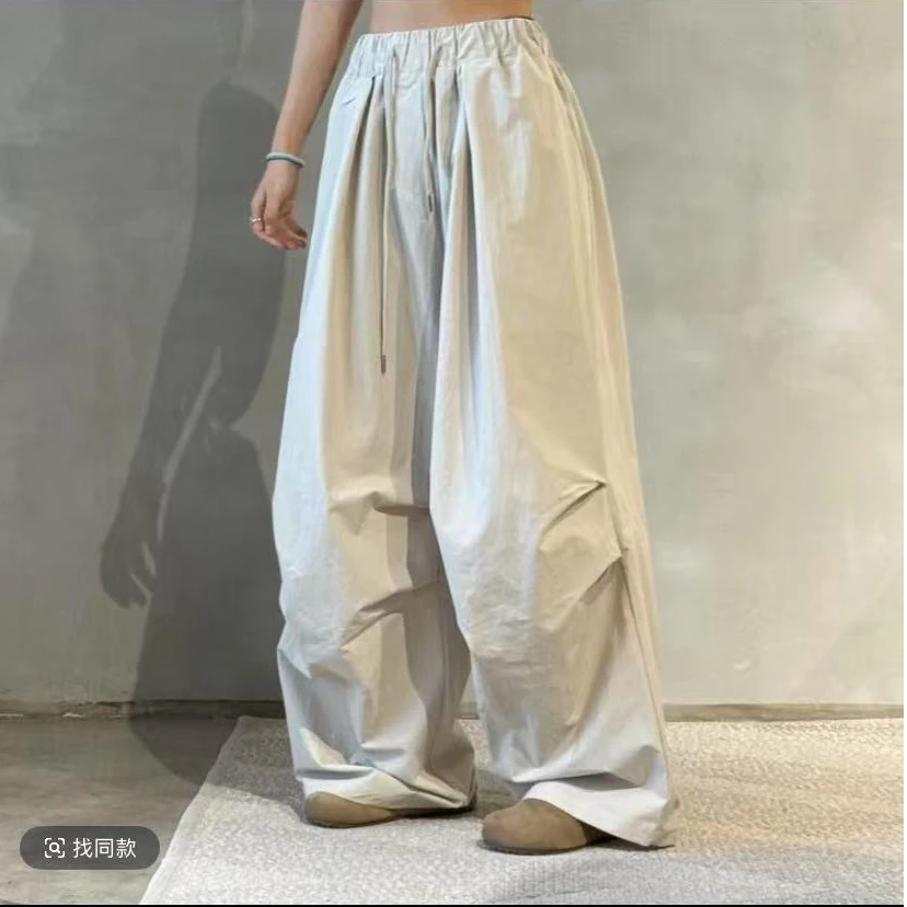 泡菜美式休闲抽绳阔腿裤