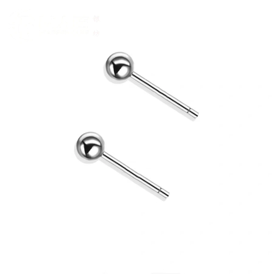 足银耳饰 苗人匠银坊 百搭足银耳钉 防过敏 【足银999】简约银豆豆