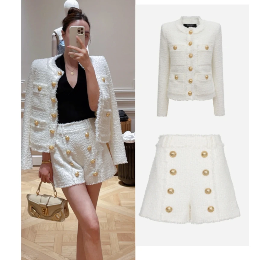 未使用 BALMAIN/巴尔曼 汤/P235907135/小香风 外套短裤套装 36