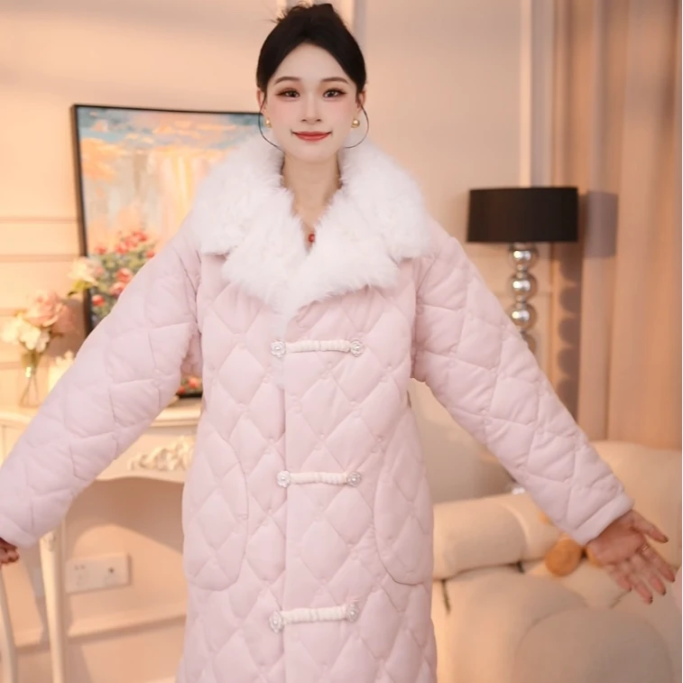 查理夫人【吹雪】套装2024新款睡衣女新中式冬季加绒加厚睡衣洋气