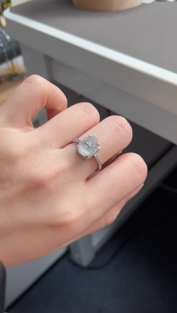 翡翠戒指银S925镶嵌111111