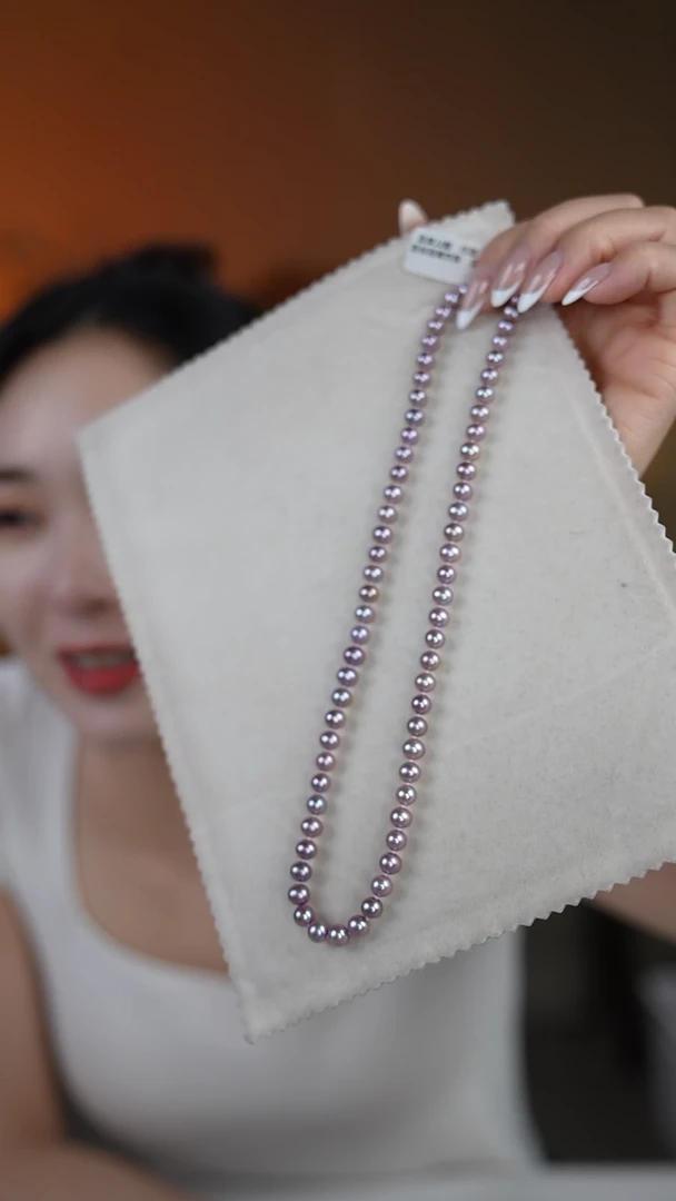 颈饰银S925镶嵌淡水珍珠浓紫 无核 无暇 5.9-6.3