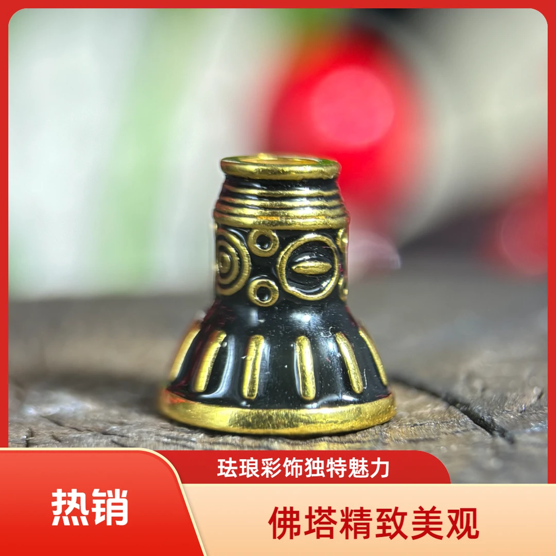 足银银制品 佛塔厚金银文玩配饰珐琅彩佛塔三通佛塔文玩配饰