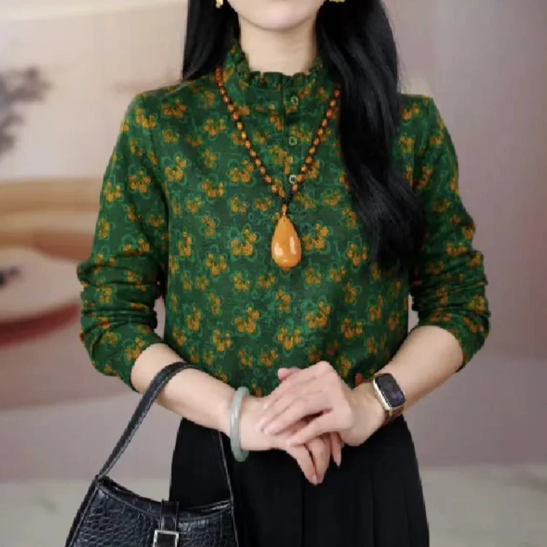 高级感洋气立领打底衫女长袖2024秋冬季新款气质显瘦小衫时髦上衣