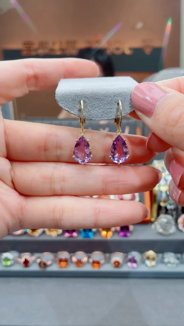 银S925镶嵌耳饰水晶水晶耳饰