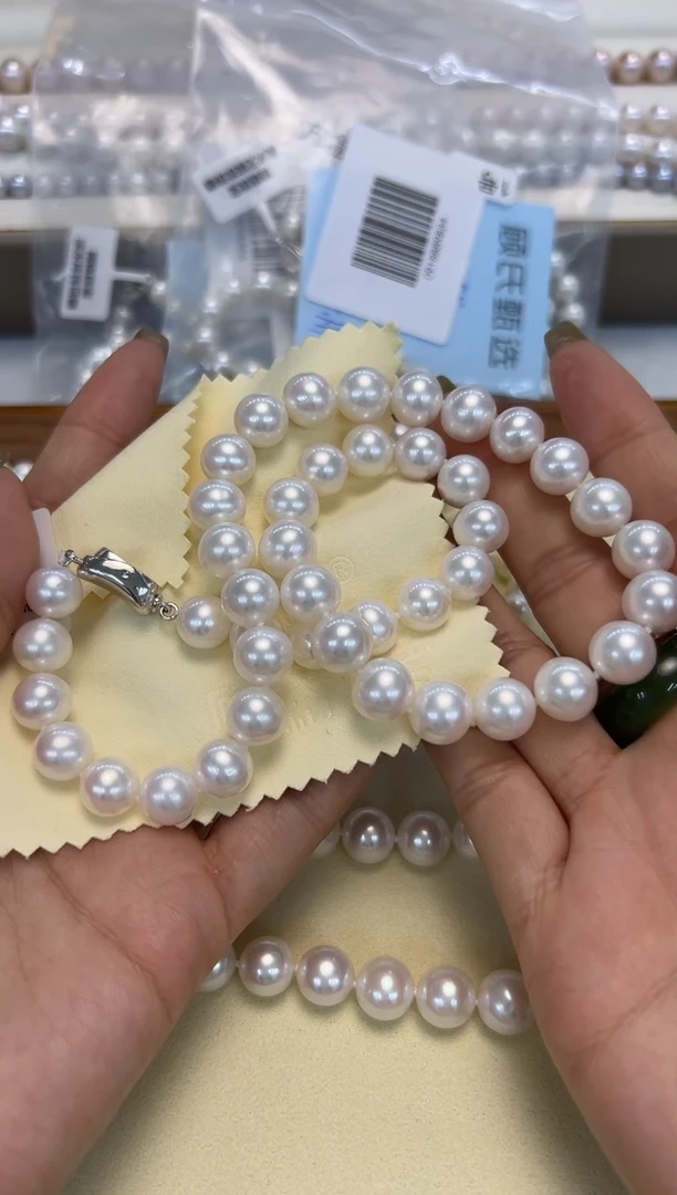 颈饰银S925镶嵌淡水珍珠用****69.5-10.5无核白珠项链