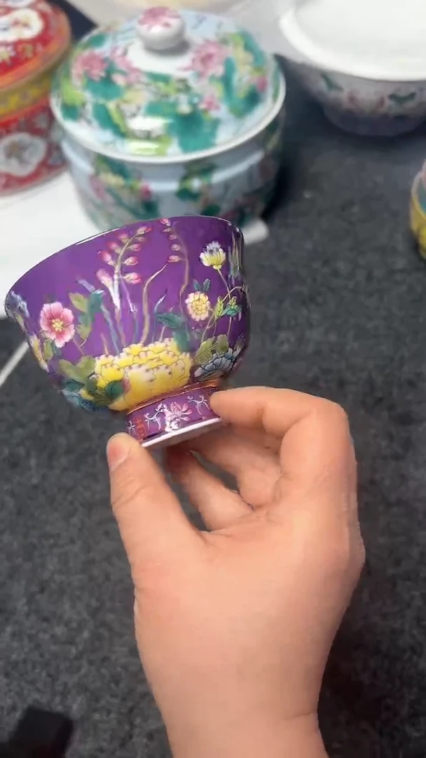 【闪购商品】摆件紫色花高足碗杯