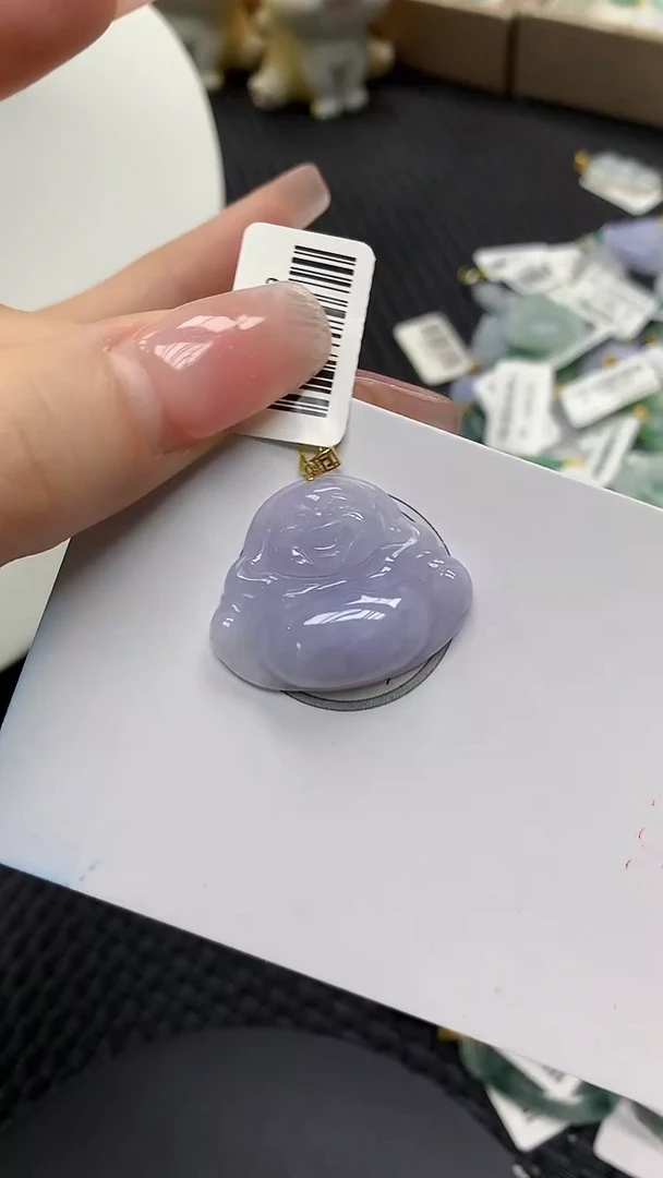 颈饰18K金镶嵌翡翠a货支持复检百元以上9元证书费自理