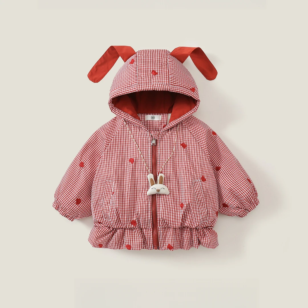 女童外套2025新款加绒加厚宝宝红色衣服小童可爱独特衣服儿童冬装