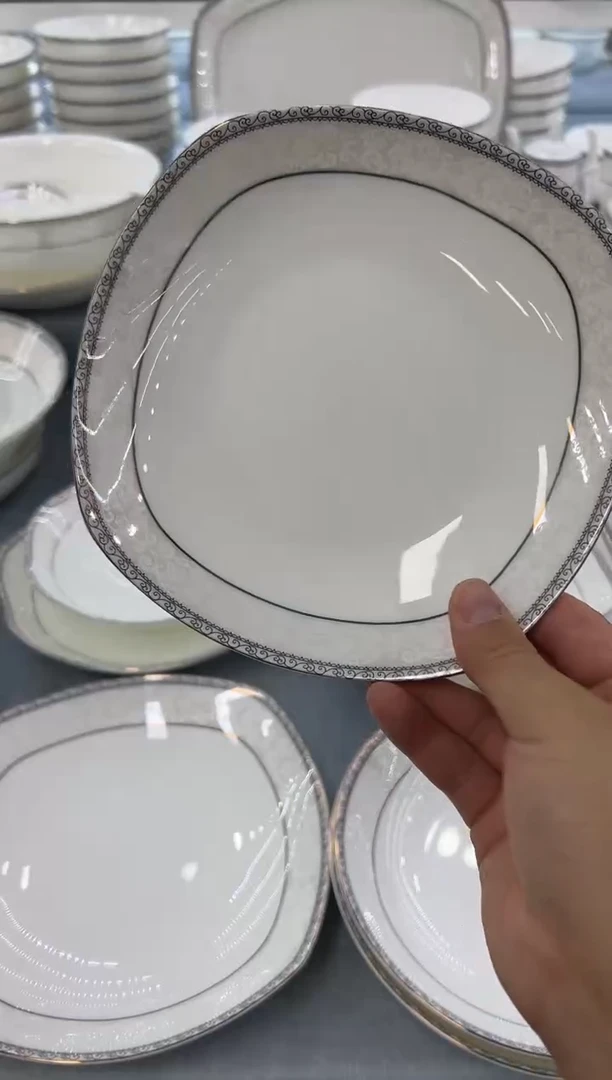骨瓷玲珑7方6个