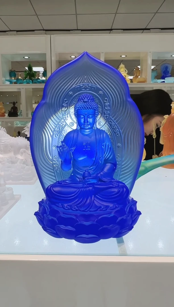手工艺品琉璃@****天古法琉璃24cm药师佛