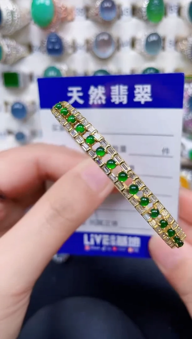 银S925镶嵌手镯翡翠389