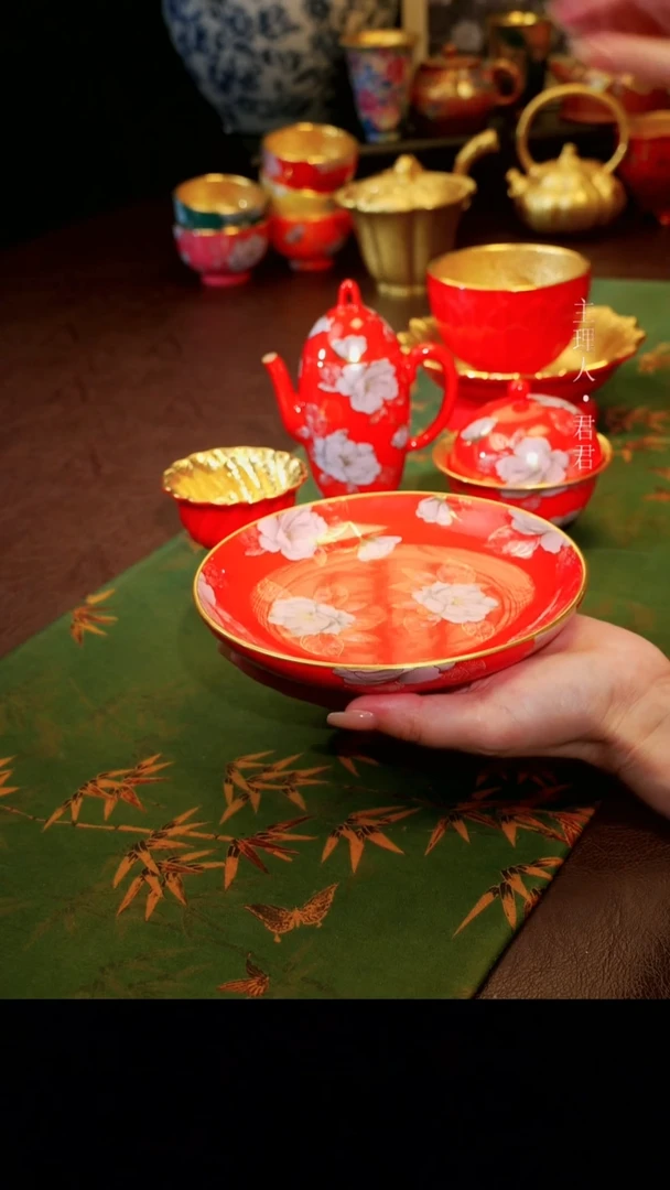 茶杯紫砂【宜景窑中国红系列】壶承