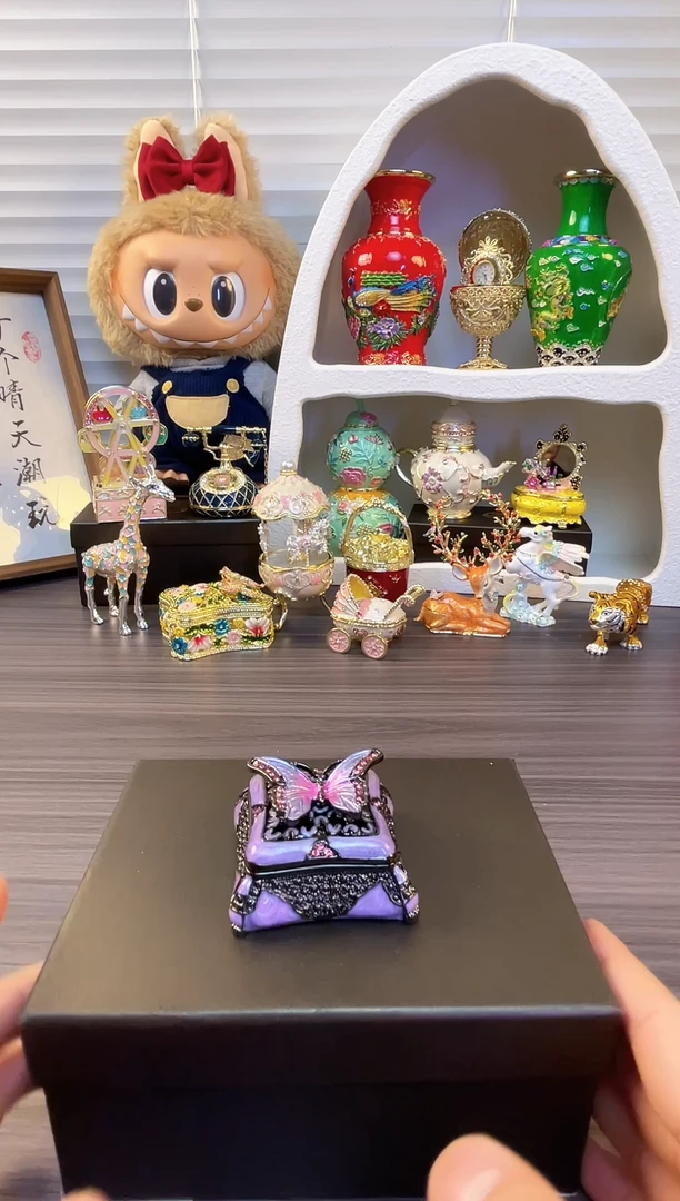 七宝烧珐琅彩首饰盒 摆件 送人送礼个人收藏   蝴蝶盒