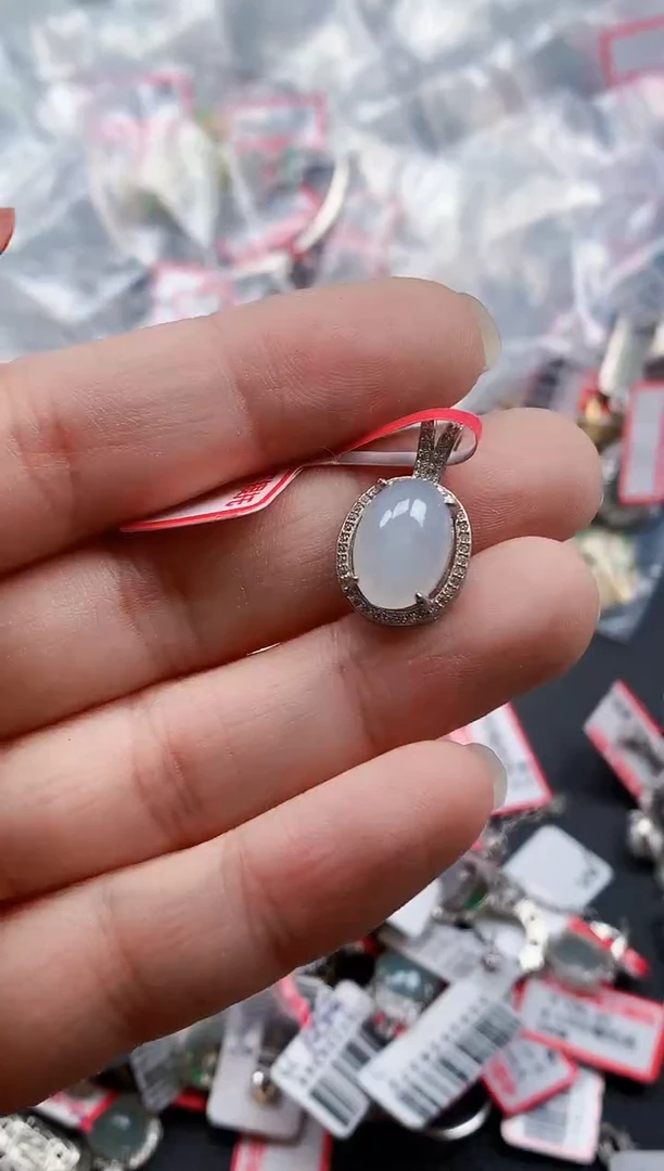 银S925镶嵌戒指翡翠天然A货缅甸翡翠