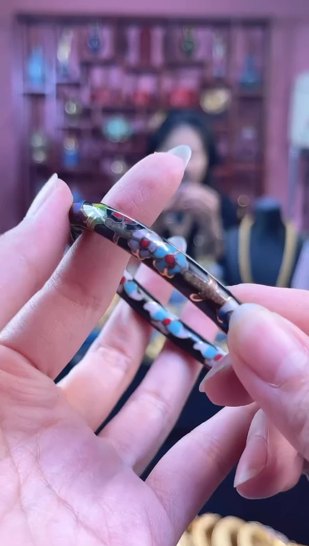非遗 景泰蓝开口镯 56-63 黑色